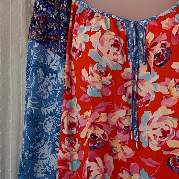 Pioneer Woman Mixed Print Peasant Blouse - Picture 2 of 7